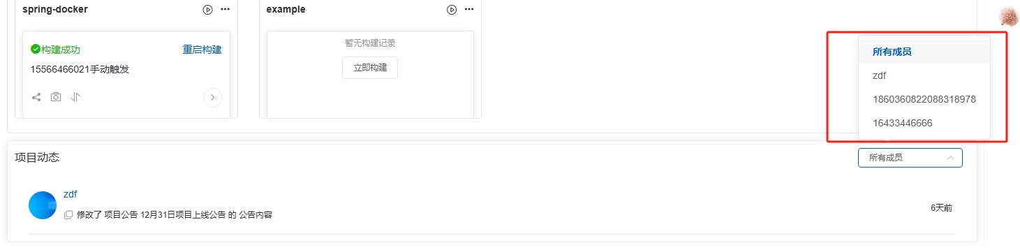 项目动态